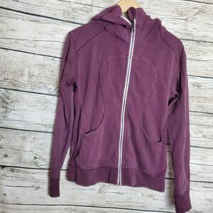 Lululemon On The Daily Full Zip Hoodie Heathered Bordeaux Size 6 Faded Color